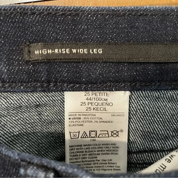 BANANA REPUBLIC High-Rise Wide Leg Denim Jean dark wash, size 25P petite NWOT - Picture 6 of 8